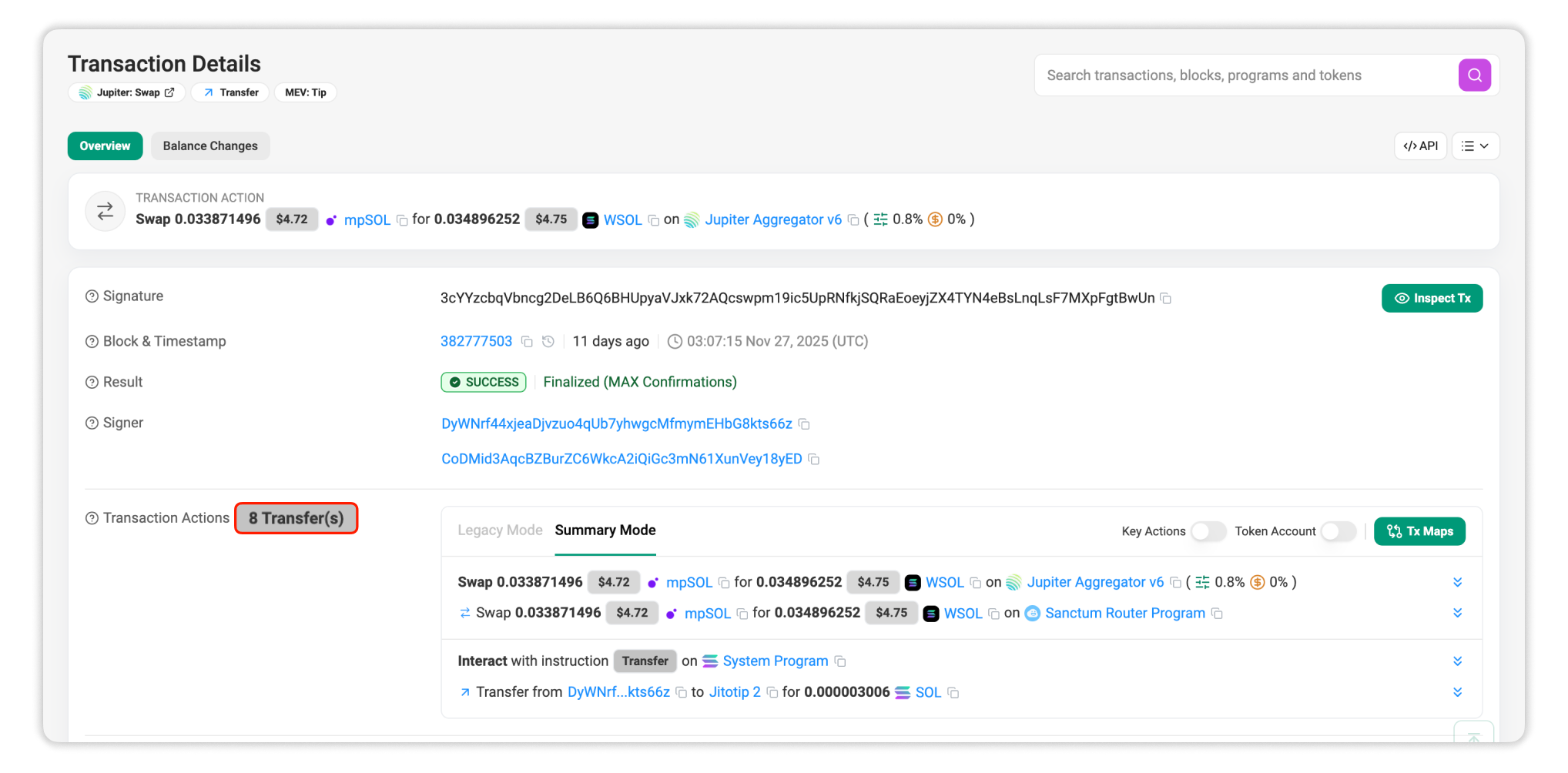 The Transfer Count lets you see the number of transfers inside a transaction.