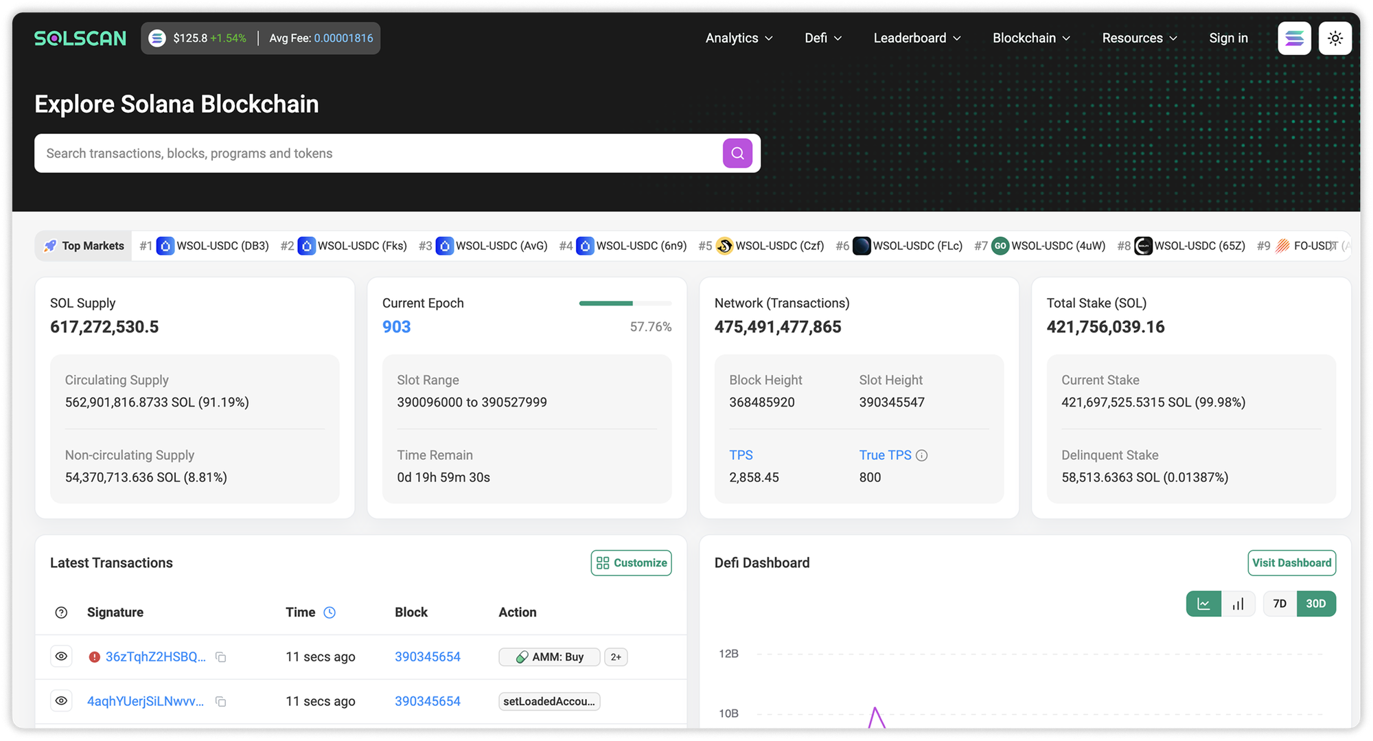 Solscan (https://solscan.io/) Homepage